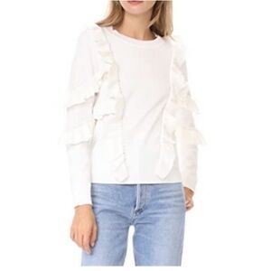 Suncoo Paris White Ruffle Sweater XS